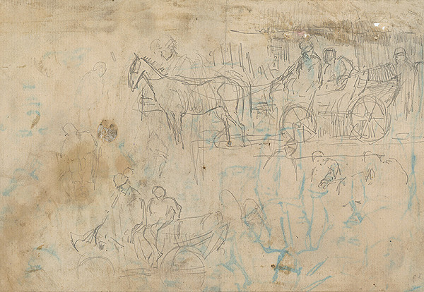 Ladislav Mednyánszky – Štúdia povozu s koňom 