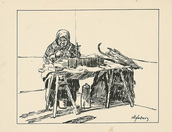 Štefan Fodor – Starenka pri pletení 