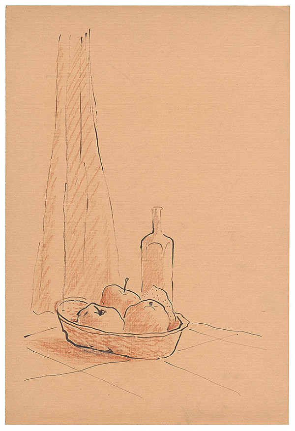 Miloš Alexander Bazovský – Zátišie s ovocím a fľašou 