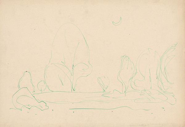 Miloš Alexander Bazovský – Štúdia stromov s mesiacom 