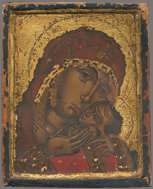 Ukrajinský maliar zo 17. storočia – Ikona Bohorodičky (typ Eleusa) 