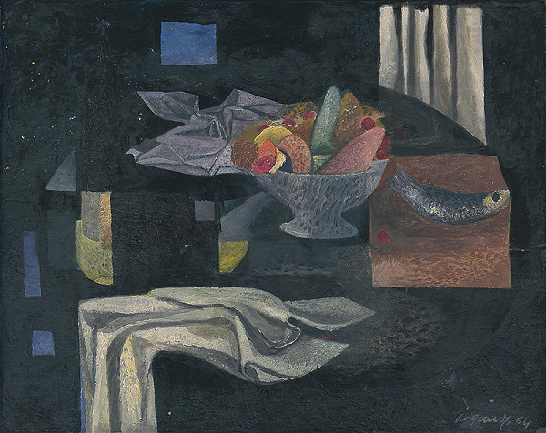Ladislav Gandl – Zátišie s čiernym pozadím 