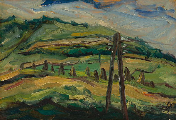 František Studený – Krajina s telegrafným stĺpom 