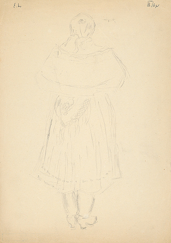 Emil Makovický – Žena v kroji odzadu 