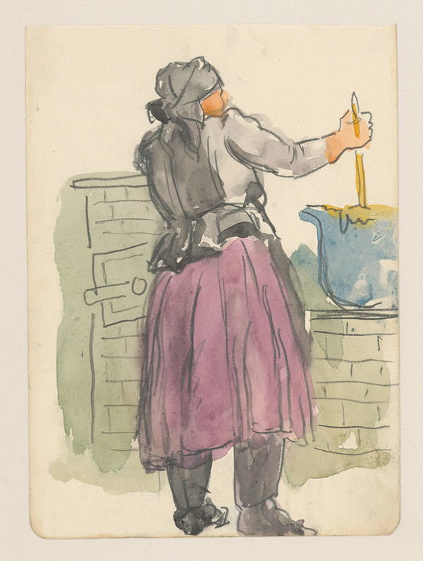 Emil Makovický – Žena pri vyváraní bielizne 