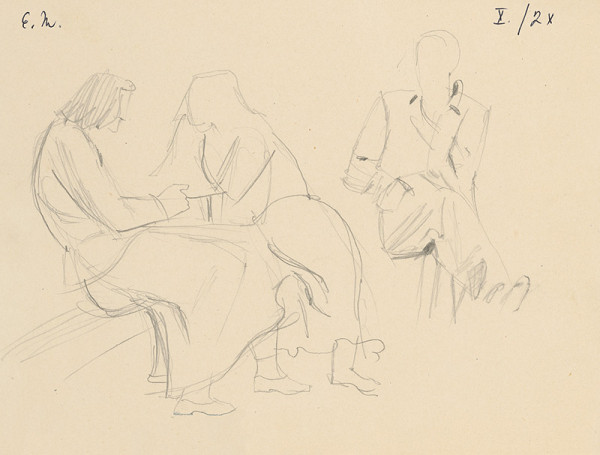 Emil Makovický – Štúdia sediacich postáv 