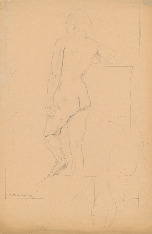 Emil Makovický – Stojaci ženský akt odzadu 