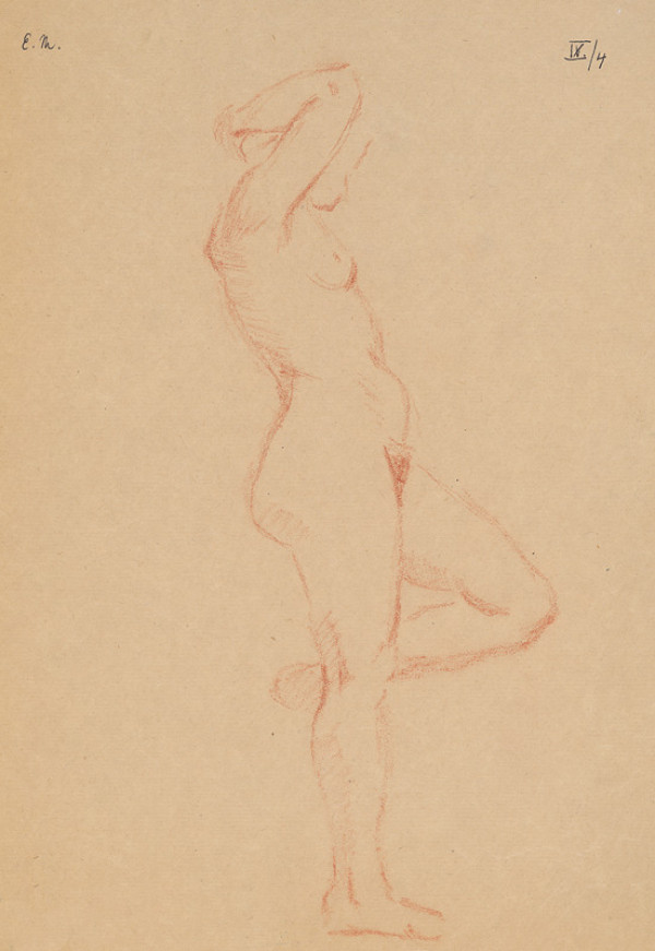 Emil Makovický – Ženský akt s rukou za hlavou 