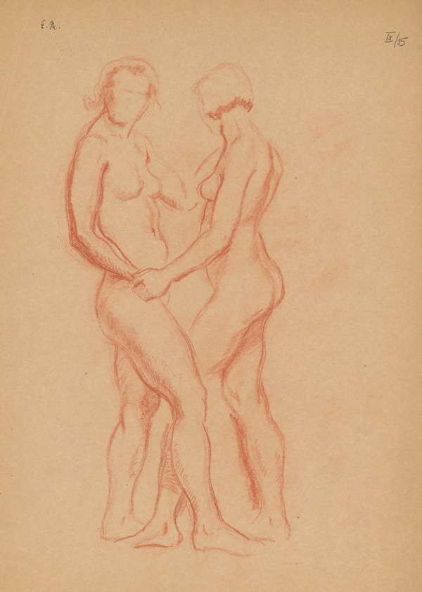 Emil Makovický – Dva ženské akty stojace proti sebe 