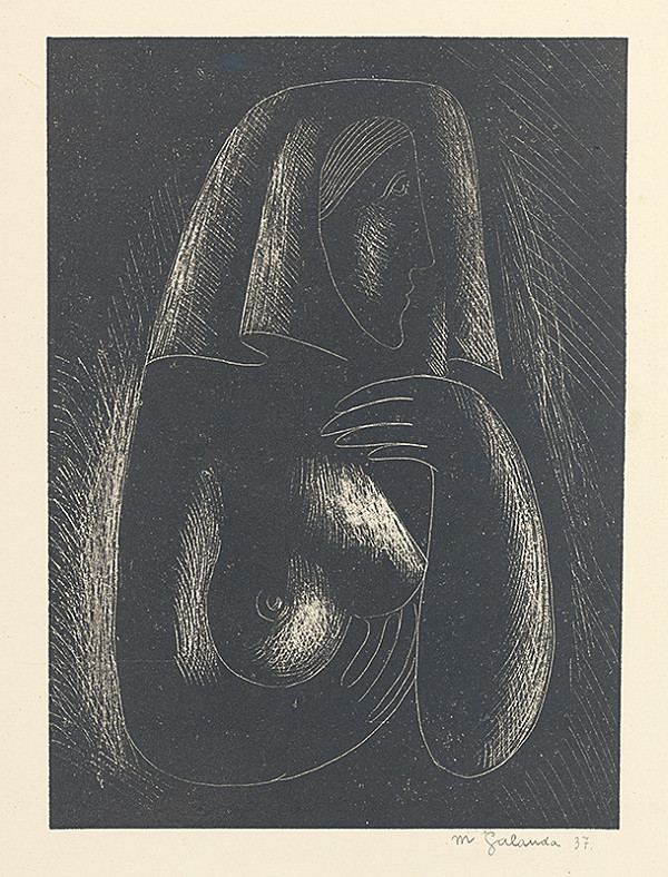 Mikuláš Galanda – Ženský poloakt v šatke 