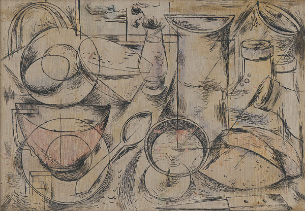 František Studený – Zátišie s čiernymi kvetmi 