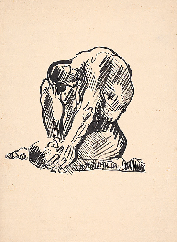 Arnold Peter Weisz-Kubínčan – Štúdia mužského aktu v sede 