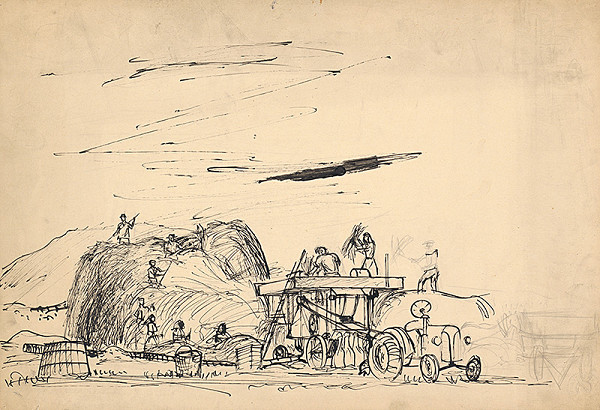 Arnold Peter Weisz-Kubínčan – Mlátenie obilia 