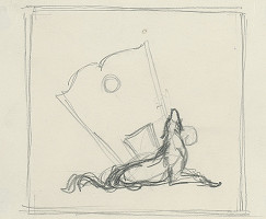 Rudolf Pribiš – Náčrt detailu reliéfnej výzdoby bronzových dverí na Slavíne 