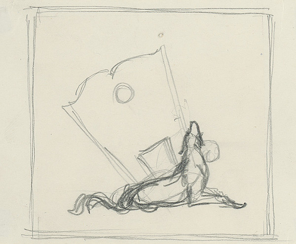 Rudolf Pribiš – Náčrt detailu reliéfnej výzdoby bronzových dverí na Slavíne 