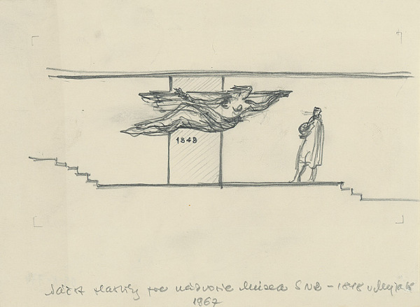 Rudolf Pribiš – Prvý náčrt plastiky pre nádvorie Múzea SNR - 1848 na Myjave 