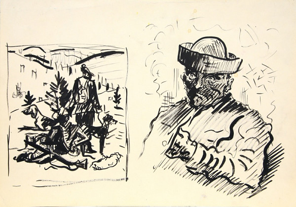 Arnold Peter Weisz-Kubínčan – Muž v klobúku a poľovníci 