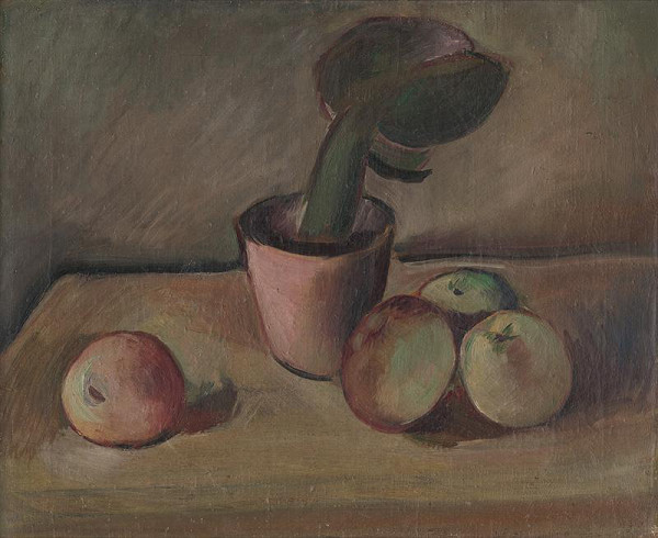 Jakub Bauernfreund – Zátišie s jablkami a kaktusom 