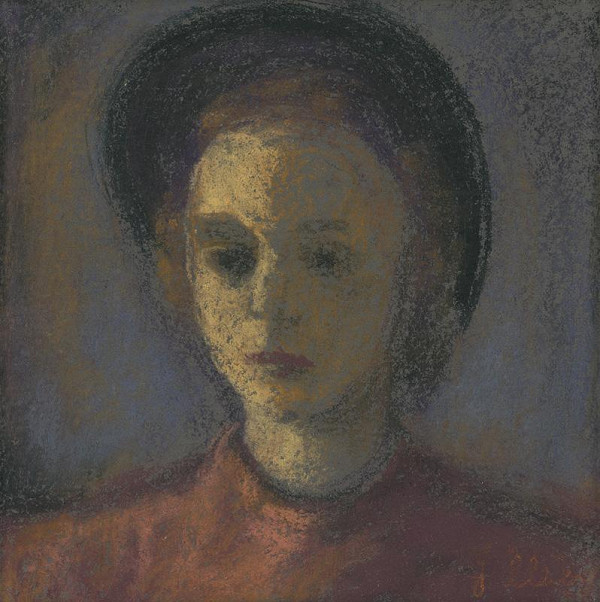 Janko Alexy – Portrét dámy v čiernom klobúku 