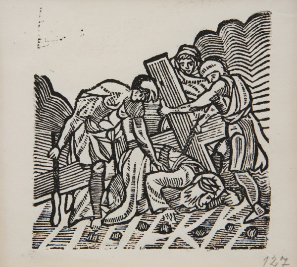 Neznámy autor – Pád pod krížom - VII. zastavenie krížovej cesty 