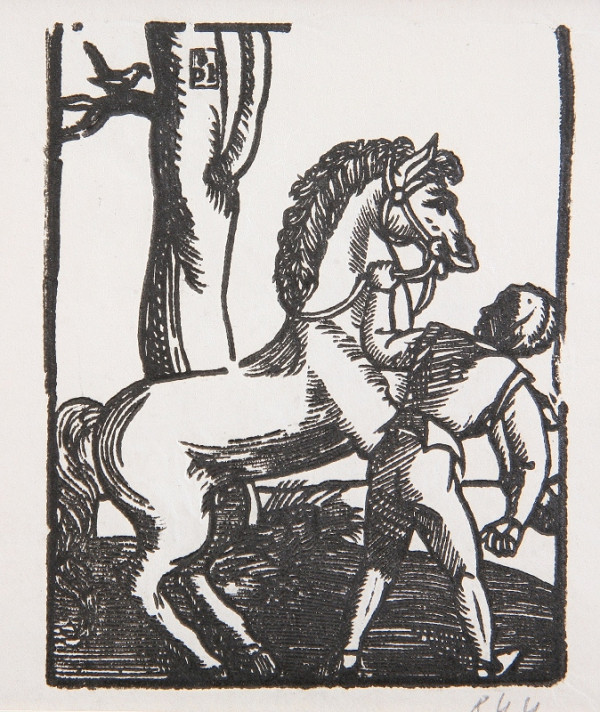 Neznámy autor – Muž vedúci koňa za uzdu 