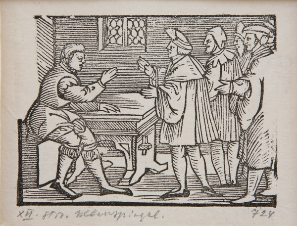 Neznámy autor – Diskutujúci muži - Ilustrácia k príhodám Tilla Eulenspiegla 