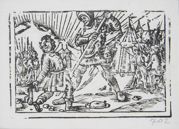 Neznámy autor – Rytier a chlapec s prakom (Dávid a Goliáš?) 