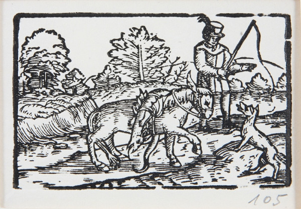 Neznámy autor – Osol a líška - Ilustrácia k Ezopovým bájkam 