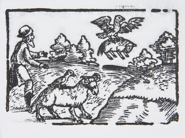 Neznámy autor – Orol, kavka a pastier - Ilustrácia k Ezopovým bájkam 