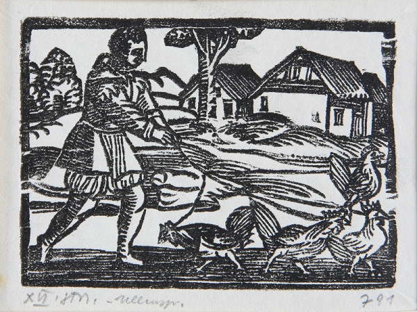 Neznámy autor – Muž vedúci na povrázku hydinu - Ilustrácia k príbehom Tilla Eulenspiegla 