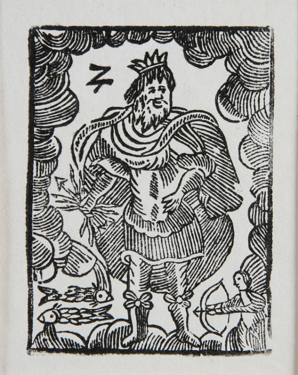 Neznámy autor – Jupiter so znameniami Rýb a Strelca - Ilustrácia kalendára 