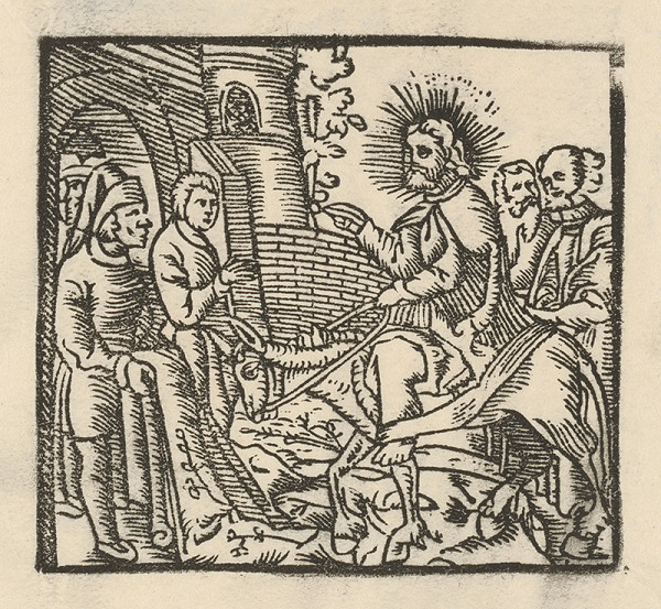 Nemecký grafik z 1. polovice 16. storočia – Vjazd Krista do Jeruzaléma 