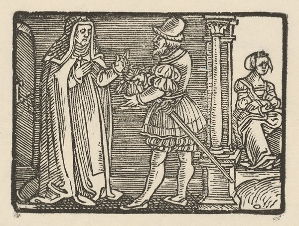 Nemecký grafik z 1. polovice 16. storočia – Andolsio dáva Agripinu do kláštora 