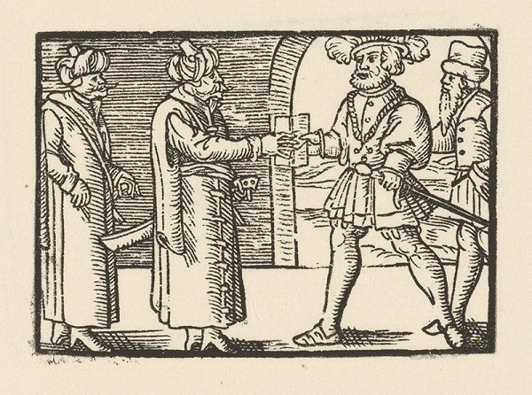 Nemecký grafik z 1. polovice 16. storočia – Fortunátus u tureckého sultána 
