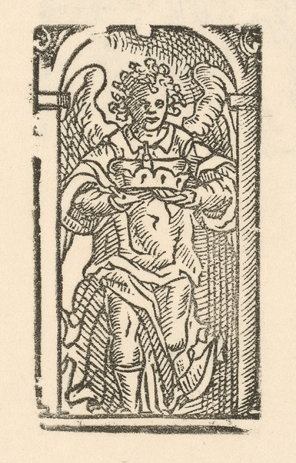 Moravský grafik zo začiatku 18. storočia – Anjel s korunou 