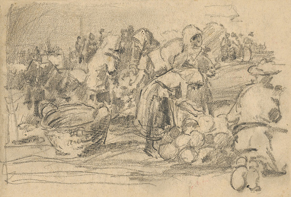 František Gyurkovits – Náčrt z trhu - trh s melónmi 