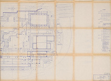Vladimír Dedeček – Viacúčelový výstavný areál v Bratislave – Petržalke. 2. etapa – architektonická štúdia sektoru B a D a celkové urbanistické riešenie. Pôdorys p-1. M 1:500. 