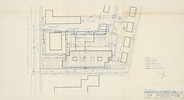 Vladimír Dedeček – Dom poľnohospodárov v Bratislave. Projektová úloha. Situácia. M 1:500. 