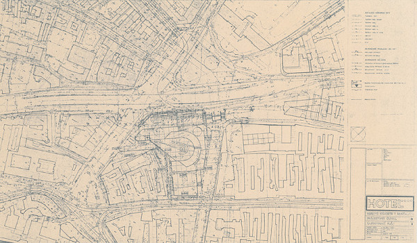 Ivan Matušík – Hotel na Mierovom námestí v Bratislave. Projektová úloha. Zastavovací plán. M 1:500. 