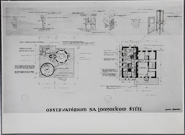 Ladislav Beisetzer, Bedřich Renner – Dostavba observatória na Lomnickom Štíte. Pôdorys prízemia, pôdorys kopule a detaily 