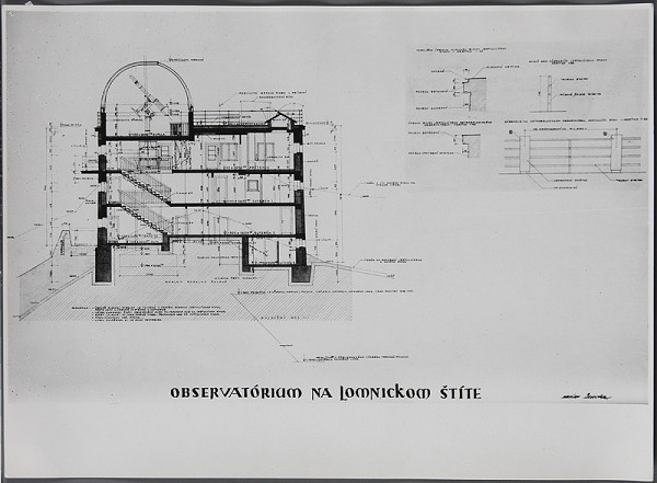 Ladislav Beisetzer, Bedřich Renner – Dostavba observatória na Lomnickom Štíte. Pozdĺžny rez I-I´ a detaily 