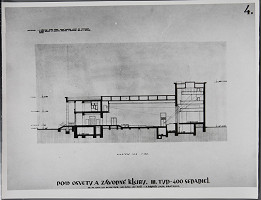 Ladislav Beisetzer, Ján Kočí, Fakulta architektúry a pozemného staviteľstva SVŠT v Bratislave, Neznámy autor – Návrh domu osvety a závodných klubov, III.typ - 400 sedadiel. Pozdĺžny rez (M1:100) 