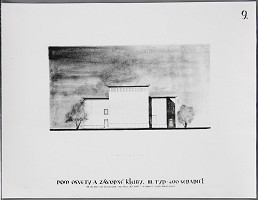 Ladislav Beisetzer, Ján Kočí, Fakulta architektúry a pozemného staviteľstva SVŠT v Bratislave, Neznámy autor – Návrh domu osvety a závodných klubov, III.typ - 400 sedadiel. Zadný pohľad (M1:100) 