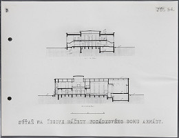 Ladislav Beisetzer, Ján Kočí, Neznámy autor – Súťaž na ideové náčrty posádkového domu armády. Priečny a pozdĺžny rez 