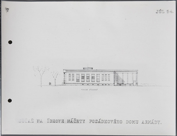 Ladislav Beisetzer, Ján Kočí, Neznámy autor – Súťaž na ideové náčrty posádkového domu armády. Východný pohľad 