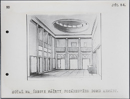 Ladislav Beisetzer, Ján Kočí, Neznámy autor – Súťaž na ideové náčrty posádkového domu armády. Perspektíva interiéru 