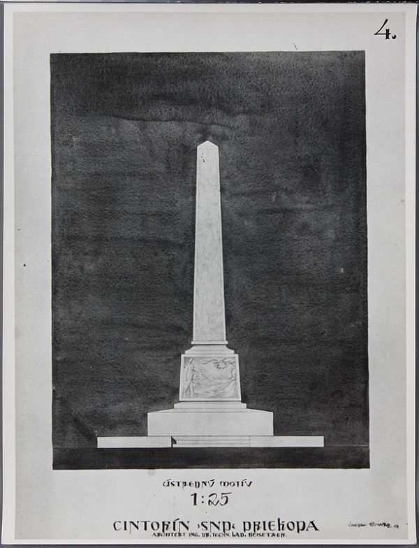 Ladislav Beisetzer, Neznámy autor – Cintorín SNP v Priekope. Pohľad na obelisk (M1:25) 