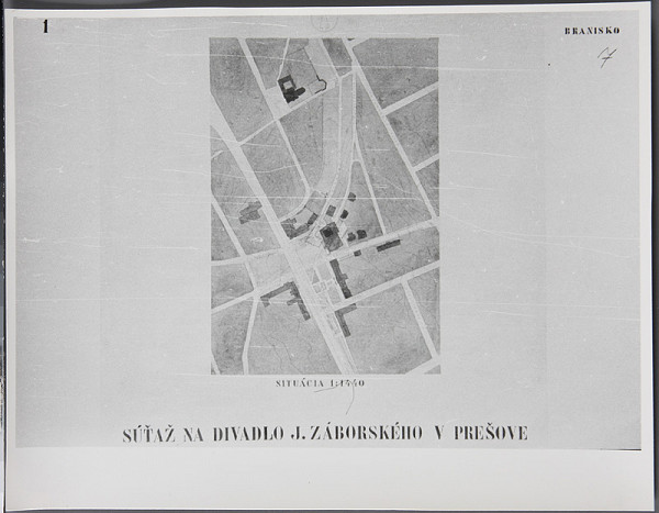 Ladislav Beisetzer, Neznámy autor – Súťaž na Divadlo Jonáša Záborského v Prešove. Situácia (M1:1440). 