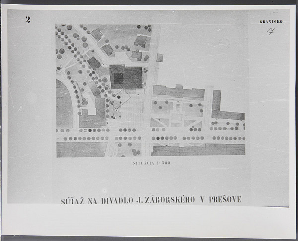 Ladislav Beisetzer, Neznámy autor – Súťaž na Divadlo Jonáša Záborského v Prešove. Situácia (M1:500). 