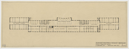Emil Belluš – Slovenská vysoká škola technická v Bratislave. Pôdorys 2. poschodia. M 1:200. 